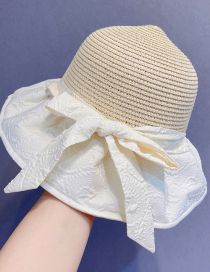 Fashion Beige Straw Big Brim Bow Sun Hat