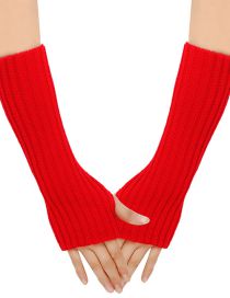 Fashion Red 8# Wool Knit Gloves