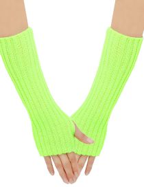 Fashion Fluorescent Green 10# Wool Knit Gloves
