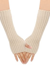 Fashion Light Beige 15# Wool Knit Gloves