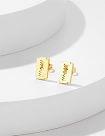 Fashion Gold-21 Titanium Geometric Blade Stud Earrings