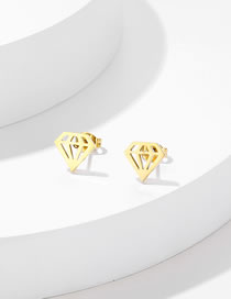 Fashion Gold-3 Titanium Geometric Diamond Stud Earrings