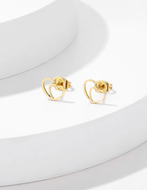 Fashion Gold-5 Titanium Steel Geometric Heart Stud Earrings