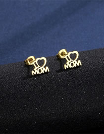 Fashion Gold-20 Titanium Steel Geometric Heart Letter Stud Earrings