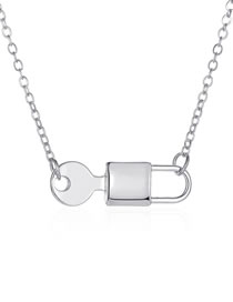 Fashion Silver Alloy Key Lock Necklace