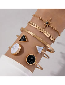 Fashion Gold Alloy Diamond Astral Geometric Triangle Round Bracelet Set