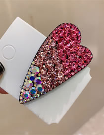 Fashion Peach Heart-pink Color Matching Geometric Crystal Heart Hair Clip