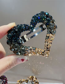 Fashion Navy Blue Champagne Rhinestone Heart Hair Clip