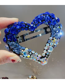 Fashion Sapphire Blue Light Blue White Ab Rhinestone Heart Hair Clip