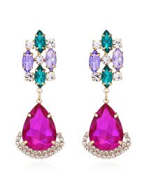 Fashion Color Metal And Diamond Drop Earrings