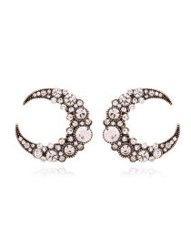 Fashion Gookin Alloy Diamond Crescent Stud Earrings