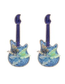 Fashion Blue Alloy Drip Oil Butterfly Guitar Stud Earrings