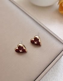 Fashion Red Alloy Drip Oil Heart Stud Earrings