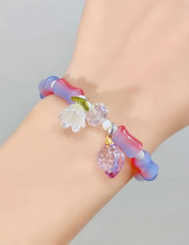 Fashion 1# Red Blue Resin Bamboo Beaded Flower Bracelet