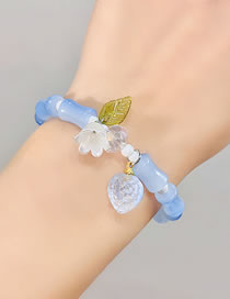 Fashion 2# Ice Blue Resin Bamboo Beaded Flower Bracelet