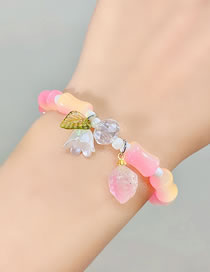 Fashion 3# Peach Powder Resin Bamboo Beaded Flower Bracelet