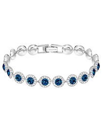 Fashion Blue Bracelet 1:1 Alloy Round Button Diamond Bracelet