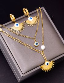 Fashion Necklace + Earrings Titanium Steel Geometric Eye Scallop Necklace Earrings Set