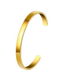 Fashion 6mm Gold Male Models Titanium Steel Smooth C Cuff Bracelet