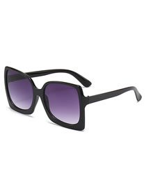 Fashion Black Frame Double Gray Film Pc Square Large Frame Sunglasses