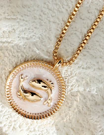 Fashion Pisces Metal Zodiac Circle Necklace