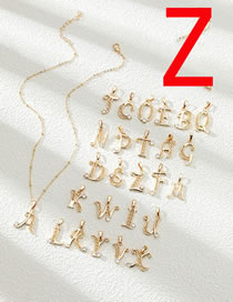 Fashion Z Metal Inlaid Zirconium 26 Letter Necklace