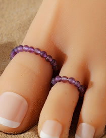Fashion Purple Lazuli Bead Beaded Toe Ring Set