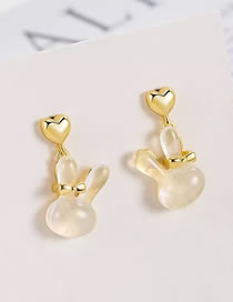 Fashion Gold Alloy Geometric Heart Rabbit Stud Earrings