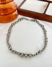 Fashion Steel Color Titanium Steel Geometric Beaded Necklace