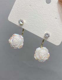 Fashion White Colorful Geometric Diamond Flower Stud Earrings