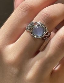 Fashion 9# Alloy Diamond Geometric Moonlight Open Ring