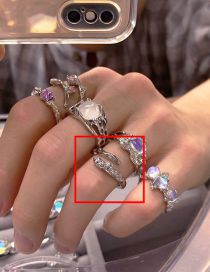 Fashion 10# Alloy Diamond Geometric Moonlight Open Ring