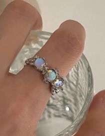 Fashion 12# Alloy Diamond Geometric Moonlight Open Ring