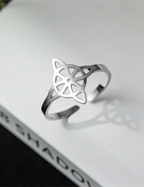 Fashion Steel Color Titanium Steel Skeleton Geometric Ring