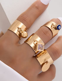 Fashion Gold Alloy Square Diamond Drip Eye Ring Set
