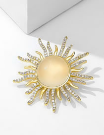 Fashion 6# Metal Diamond Sun Brooch