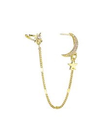 Fashion 1# Alloy Diamond Star Moon Ear Clip Earrings (single)