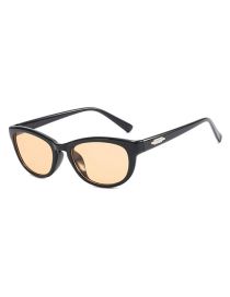 Fashion Bright Black Tea Pc Oval Sunglasses
