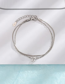 Fashion Diamond Bow Bracelet (white Gold) Copper Inlaid Zirconia Bow Double Layer Bracelet