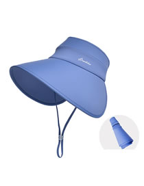 Fashion Dark Blue Nylon Large Brim Empty Top Sun Hat