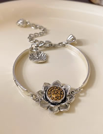 Fashion Bracelet - Silver Alloy Lotus Bracelet