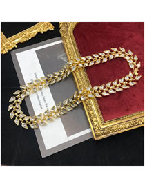 Fashion Necklace Alloy Diamond Leaf Necklace