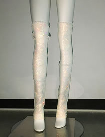 Fashion White Ab Drill Leg Sleeve Polyester Cutout Rhinestone Leg Sleeves