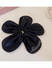 Fashion Hair Tie - Black Fabric Flower Ruffle Scrunchie