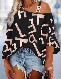 Fashion Brown Polyester Print One Shoulder Top