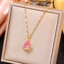 Fashion Gold Copper Inlaid Zirconium Drop-shaped Necklace