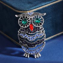 Fashion Silver Alloy Diamond Owl Brooch