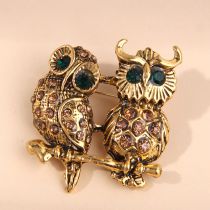 Fashion Owl Alloy Diamond Owl Brooch
