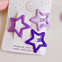 Fashion Three Purple Five-pointed Star Clips Alloy Five-pointed Star Hair Clip Set