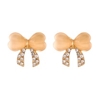 Fashion Gold Alloy Diamond Cats Eye Bow Stud Earrings